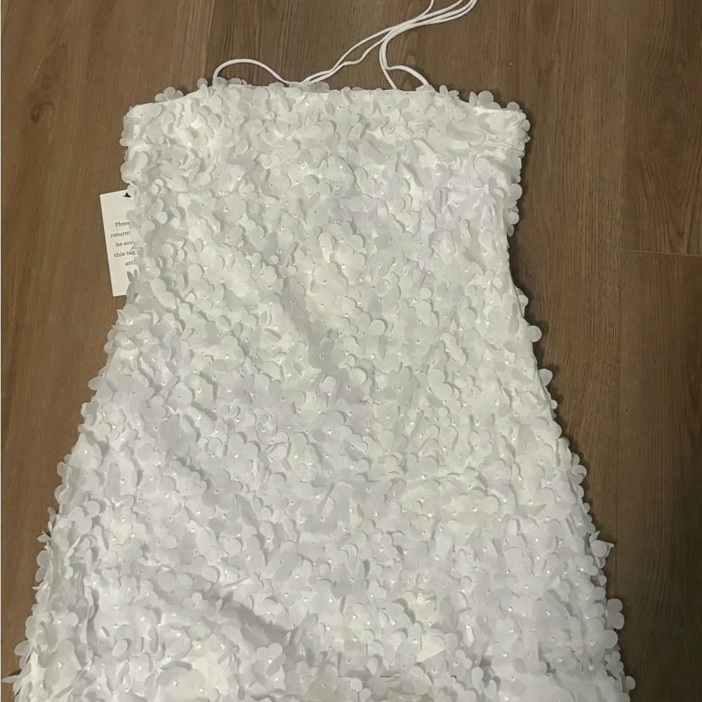 English Factory White Strapless Appliqué Floral Dress - Picture 1 of 3